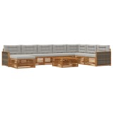 vidaXL Set de canapele de exterior 9 pcs Natural și gri deschis 3383739