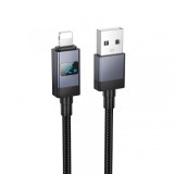 Cablu Date si Incarcare USB-A - Lightning HOCO X118 Display, 12W, 1m, Negru