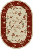 Cumpara ieftin Covor Oval Model Lotos 551-120, Marime 60 x 110 cm, Crem, Rosu, Inaltime Fir 8 mm, Antialergic, Polipropilena, Living, Dormitor, Sufragerie, Birou