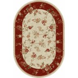 Covor Oval Model Lotos 551-120, Marime 60 x 110 cm, Crem, Rosu, Inaltime Fir 8 mm, Antialergic, Polipropilena, Living, Dormitor, Sufragerie, Birou