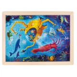 Cumpara ieftin Puzzle Din Lemn 2 In 1 - Salvarea Oceanului (50 Piese), Cu Fata Dubla Si Activitate Colorare