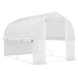 Outsunny Serra Polytunnel 3 x 2 x 2 m cu pereți laterali rabatabili, &icirc;nveliș din plastic rezistent la UV și cadru din oțel, Alb | Aosom Romania