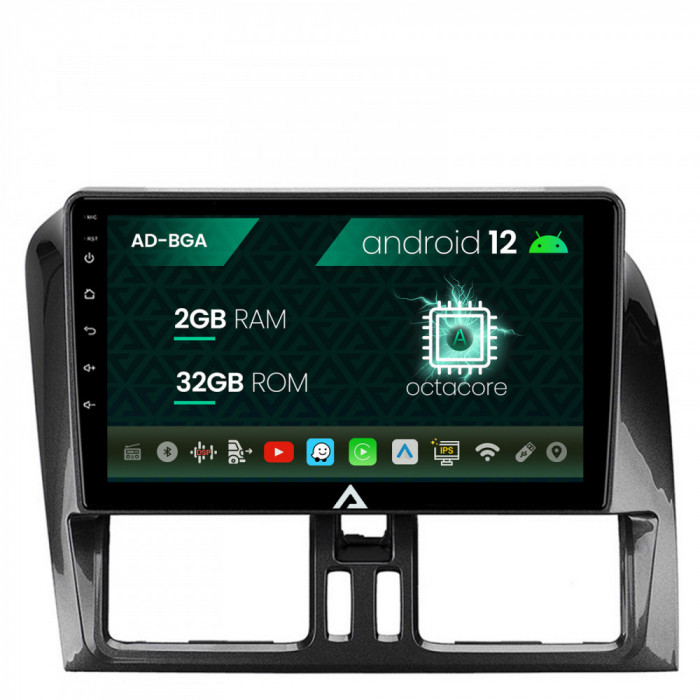 Navigatie Volvo XC60 (2008-2014), Android 12, A-Octacore 2GB RAM + 32GB ROM, 9 Inch - AD-BGA9002+AD-BGRKIT400V2