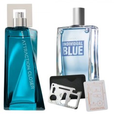 Set apa de toaleta Attraction Closer pentru El 75 ml, apa de toaleta Individual Blue 100 ml, card multifunctional de supravietuire, otel inoxidabil