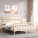 vidaXL Cadru de pat cu tăblie, king size, lemn masiv 3193276