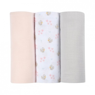 Set 3 Museline Beaba bumbac organic 70x70 cm Swan Pink foto