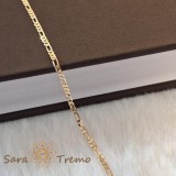 Cumpara ieftin Bratara placata cu aur 18K, model clasic 3-cu-1 cu zale mici plate - 19 cm