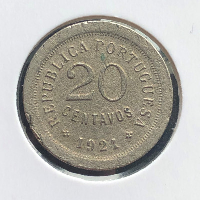 Portugalia 20 centavos 1921 Cu-NI foto