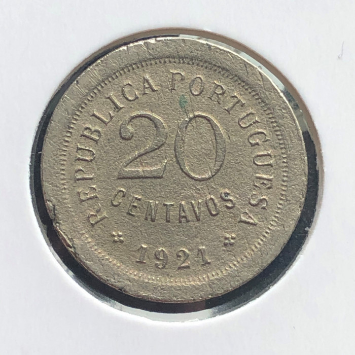 Portugalia 20 centavos 1921 Cu-NI