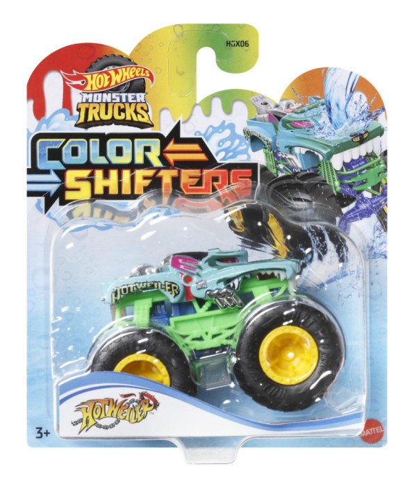 HOT WHEELS MONSTER TRUCK CAMION HOTWEILER CU CULORI SCHIMBATOARE SCARA 1:64