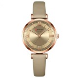 Ceas Dama CURREN cu Bratara din Piele Naturala , Elegant, Original, Rezistent la Apa, Mecanism Quartz