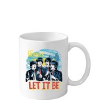 Cana din ceramica haioasa, 330 ml, alba, pentru pasionatii de muzica, The Beatles 4