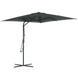 Outsunny Umbrelă de soare pătrată de exterior 2,5 x 2,5 m, umbrelă de grădină protecție UV bază cruciformă inclusă gri &icirc;nchis | Aosom Romania