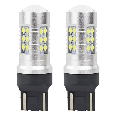 Bec lumini de zi tip LED T20 W2.1x9.5d, W21/5W 12-24V, 24 SMD 3030, 6.2W , AMIO, Set 2 buc foto