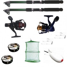Set de pescuit cu 2 lansete, 2 mulinete, 2 gute, monturi foto