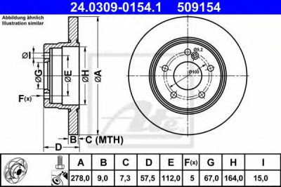 Disc frana MERCEDES C-CLASS Cupe (C204) (2011 - 2016) ATE 24.0309-0154.1 foto