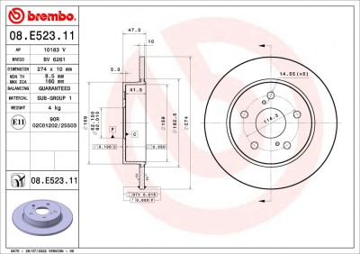BREMBO 08.E523.11 PRIME LINE - UV Coated Disc frana foto