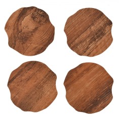 Set Suporturi Pahare, PVC, Model Buturugă, Culoare Maro, 10cm, 4 Bucăți