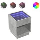 Cumpara ieftin Noptiera cu LED infinity, gri beton, 40x40x50 cm