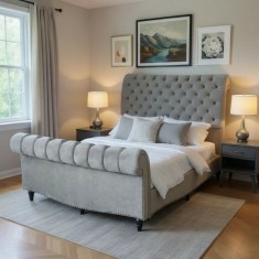 Pat Misterio 180x200 cm Tapitat Catifea Gri Somiera Inclusa (cod AF 3589-60)