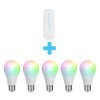 Set 5 becuri smart cu telecomanda, RGB, E27, 7W, 600lm, Smartwares