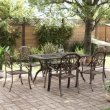 Cumpara ieftin Set mobilier de grădină, 7 piese, bronz, aluminiu turnat