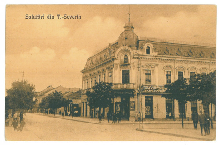 892 - TURNU SEVERIN, Magazin si Librarie, Romania - old postcard - unused
