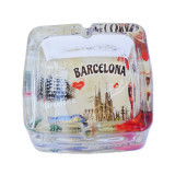 Scrumiera Pufo din sticla, model Love Barcelona, 9,5 cm