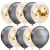 Set 10 Baloane Latex Confetti Aurii Argintii 30cm Ropet Aniversare Copii Petrecere