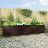 vidaXL Cultivator ridicat pentru grădină , maro, 400x80x81 cm, din oțel galvanizat.