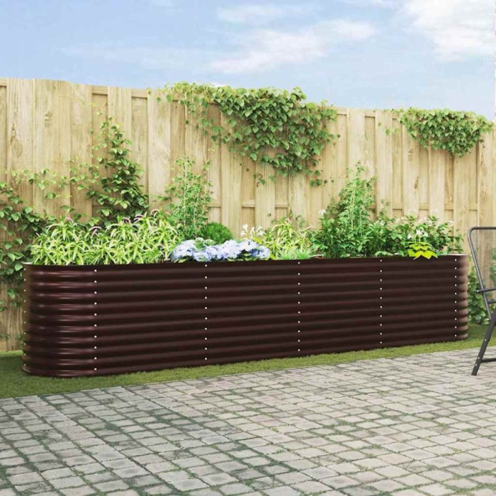 vidaXL Strat &icirc;nălțat de grădină Maro 400 x 80 x 81 cm Oțel 42008132