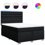 Cumpara ieftin Pat box spring cu saltea, negru, 140x200 cm, textil