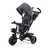 Tricicleta Copii Kinderkraft Aveo Malachite Grey, Roti Impermeabile, Scaun Pivotant, Pliabila, 9 luni-5 ani