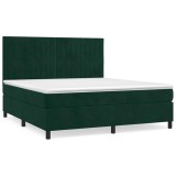 Cumpara ieftin Pat box spring cu saltea, verde inchis, 180x200 cm, catifea