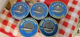 Cutie veche din tabla pentru caviar productie URSS 12,5 cm, cantitate 500 grame.