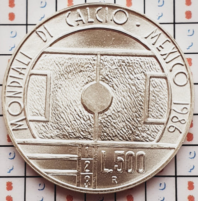1319 San Marino 500 Lire 1986 World Cup (tiraj 40.000) km 196 UNC argint foto