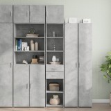 Dulap depozitare slim Gossi, 40x42.5x225 cm, gri beton, lemn prelucrat, 8 compartimente, universal