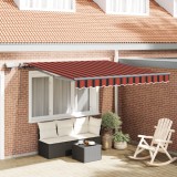 vidaXL Marchiză retractabilă manuală cu LED portocalie și maro 300x250 cm