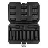 Set tubulare impact 1/2&amp;quot; lungi, 10 buc (10, 12, 13, 14, 15, 17, 19, 21, 22, 24mm) CR-MO 12-107