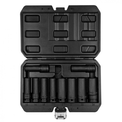 Set tubulare impact 1/2&amp;amp;quot; lungi, 10 buc (10, 12, 13, 14, 15, 17, 19, 21, 22, 24mm) CR-MO 12-107 foto