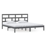 Cumpara ieftin Cadru de pat, gri, 200x200 cm, lemn masiv de pin