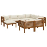 Cumpara ieftin Set mobilier gradina cu perne crem 10 piese lemn masiv acacia