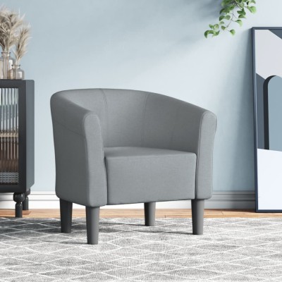 vidaXL Fotoliu tip cuvă, gri deschis, material textil foto