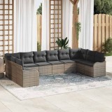 Cumpara ieftin Set de canapele pentru grădină cu pernă 10 pcs Gri Rattan poli