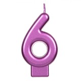 Lum&acirc;nare Petrecere, Model Număr 6, Culoare Fucsia Metalizat, Material Parafină, Dimensiuni 4x5.5 cm, Oem