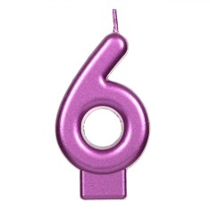 Lum&acirc;nare Petrecere, Model Număr 6, Culoare Fucsia Metalizat, Material Parafină, Dimensiuni 4x5.5 cm