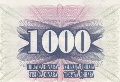 Bosnia 1000 Dinara 1992 UNC foto