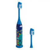 Periuță de Dinți Electrică Copii Dinozaur Albastru + Rezerve Incluse, 10000 RPM, Baterie AA, +3 ani
