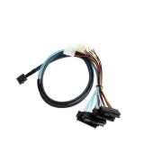 Cablu Mini SAS SFF-8643 la 4 x SAS SFF-8482 + Alimentare Molex, 1m