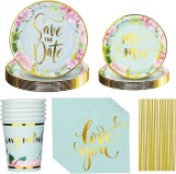Set vesela pentru petrecere Forfamy, carton, multicolor, 56 piese